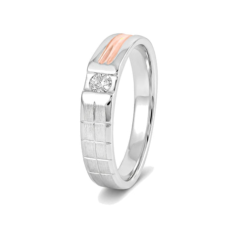 Glossy Platinum and Rose Gold Men's Finger Ring - 950Pt Platinum - GEMHUB