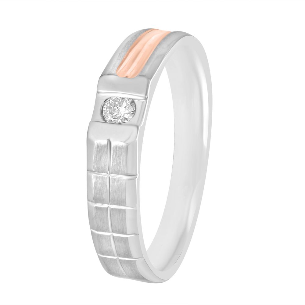Glossy Platinum and Rose Gold Men's Finger Ring - 950Pt Platinum - GEMHUB