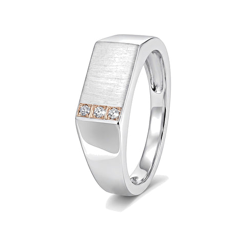 Bejewelled Platinum Men's Finger Ring - 950Pt Platinum - GEMHUB