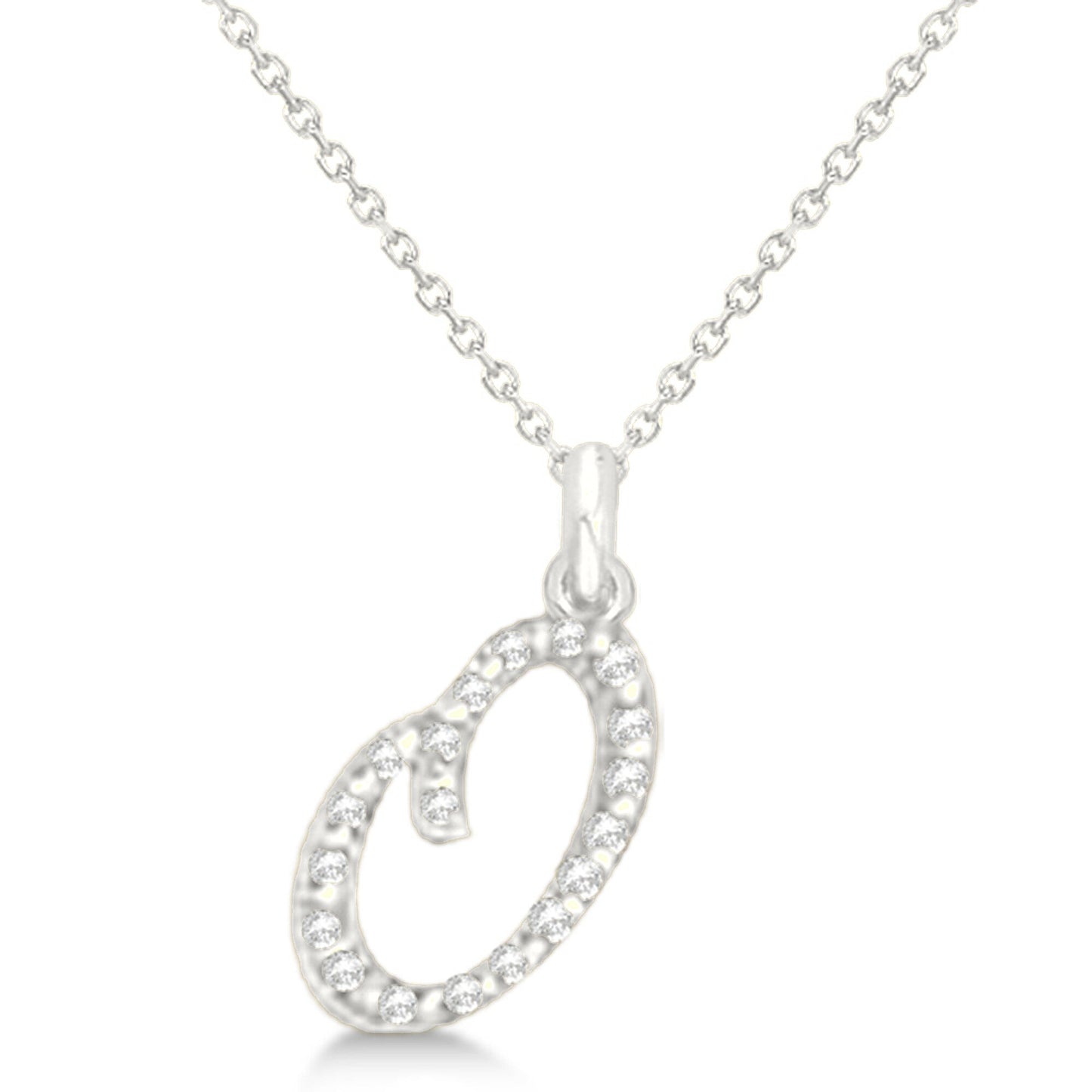 White Gold Initial Letter O Diamond Pendant