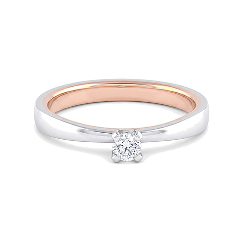 Dual Toned Platinum Solitaire Ring - 950Pt Platinum - GEMHUB