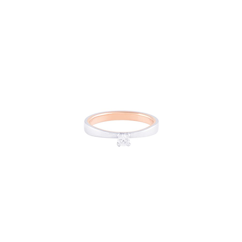 Dual Toned Platinum Solitaire Ring - 950Pt Platinum - GEMHUB