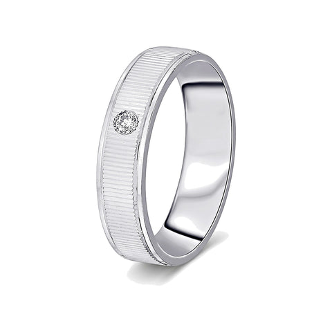 Simple Platinum and Diamond Band For Men - 950Pt Platinum - GEMHUB