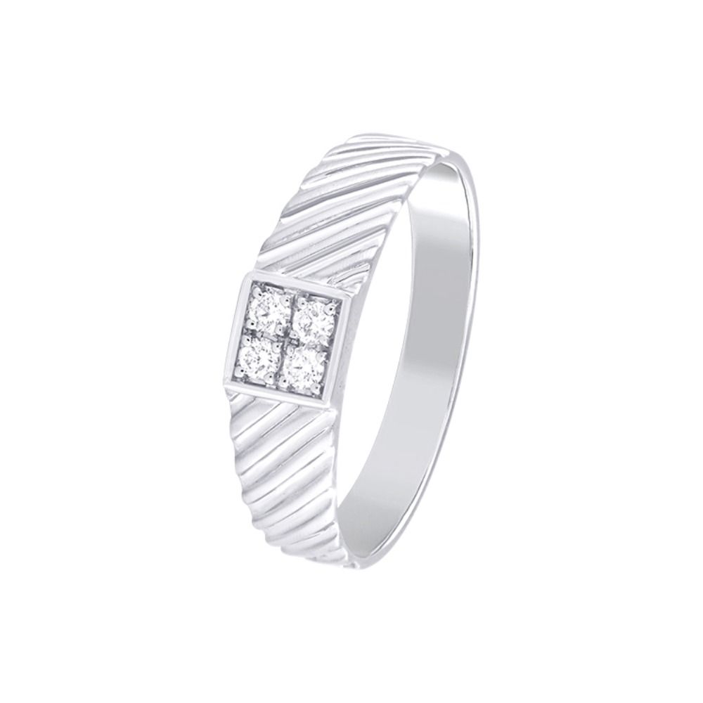 Classic Men's Diamond Platinum Finger Ring - 950Pt Platinum - GEMHUB