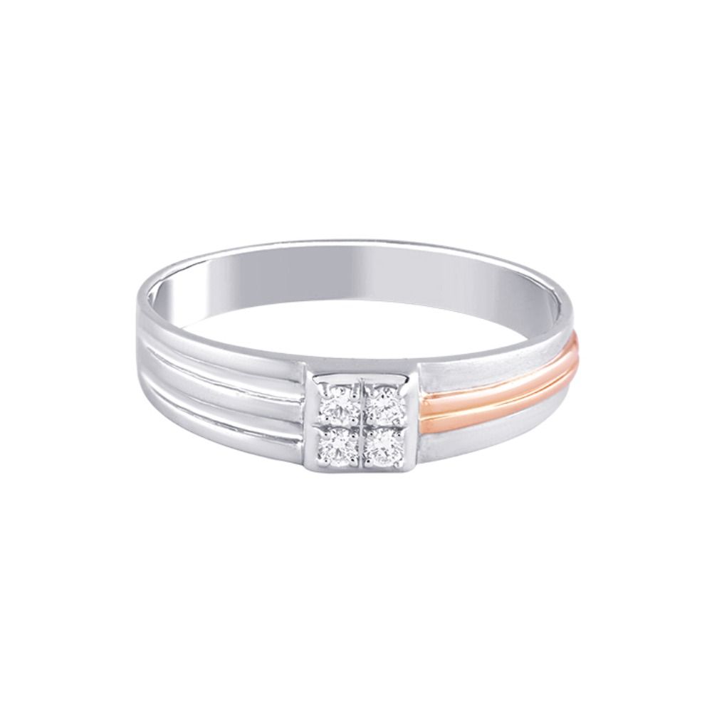 Glittering Diamond Rose Gold and Platinum Men's Finger Ring - Image 3 - GEMHUB