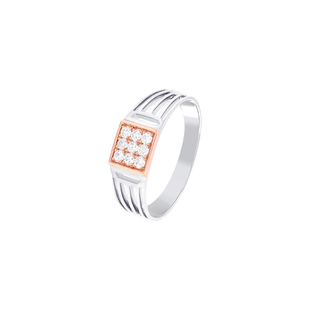 Classic Men's Glossy Diamond Finger Ring - 950Pt Platinum - GEMHUB