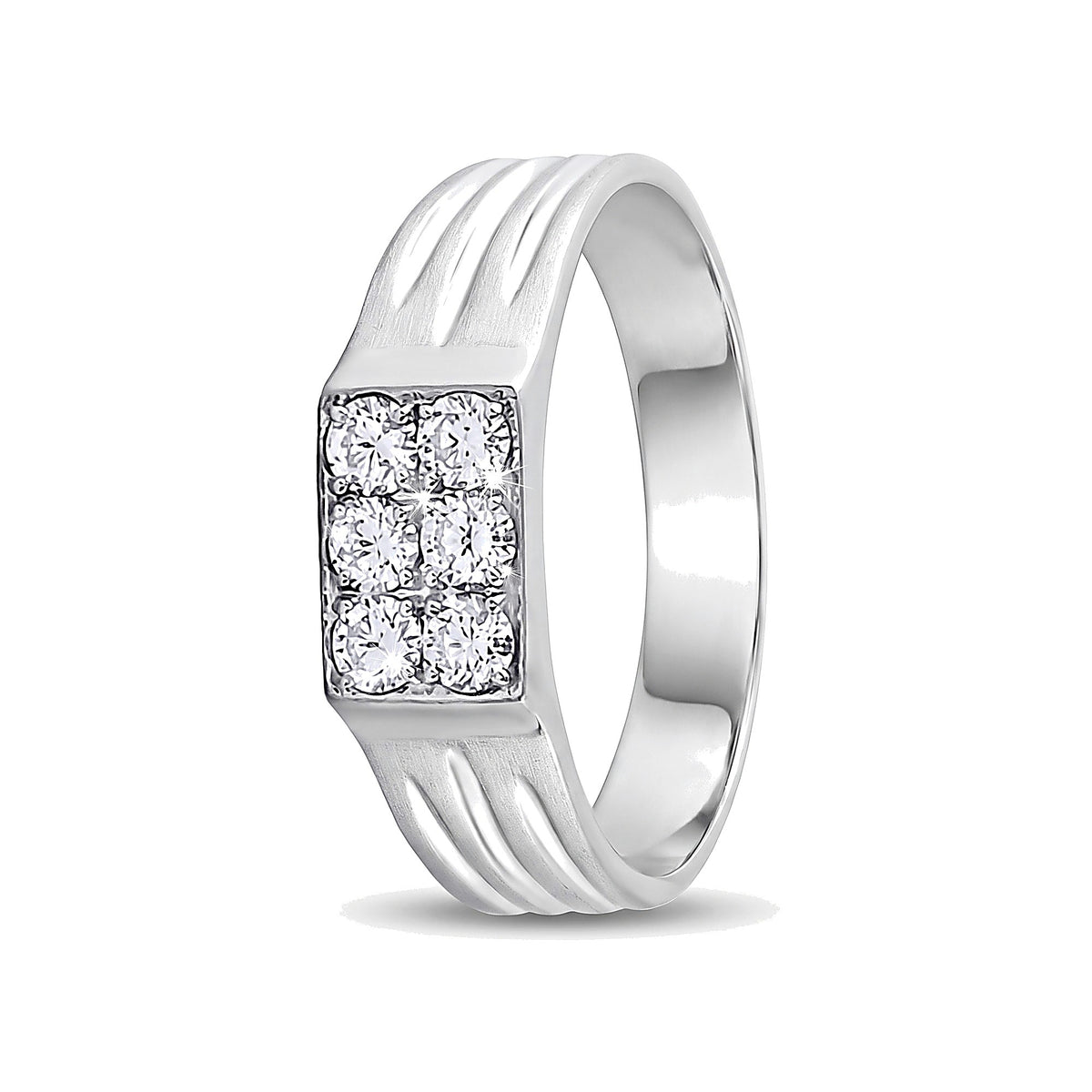 Square Design Diamond and Platinum Men's Finger Band - 950Pt Platinum - GEMHUB