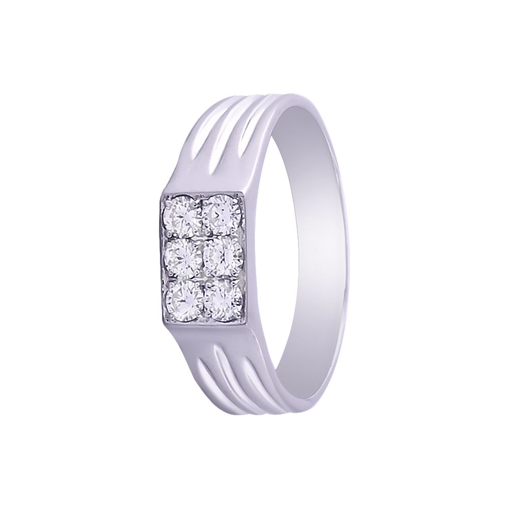 Square Design Diamond and Platinum Men's Finger Band - 950Pt Platinum - GEMHUB