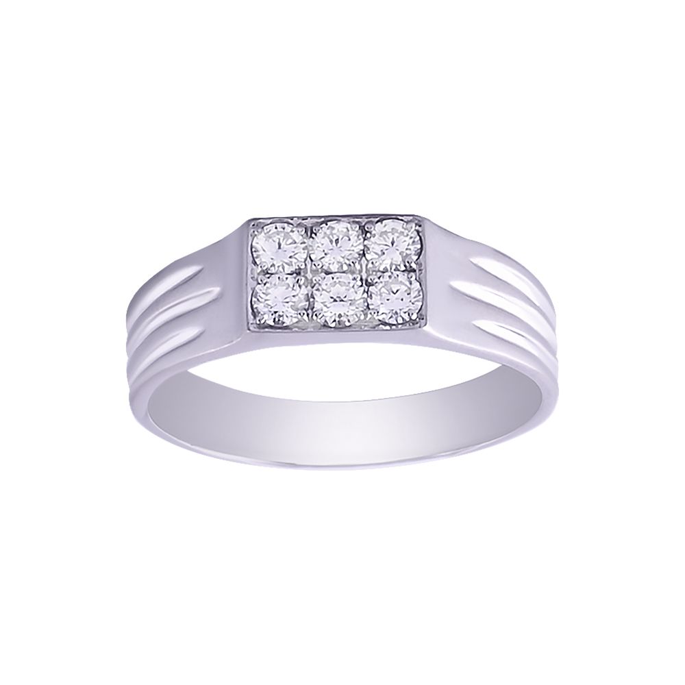 Square Design Diamond and Platinum Men's Finger Band - Image 2 - GEMHUB