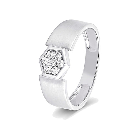 Charming Geometric Diamond and Platinum Men's Finger Band - 950Pt Platinum - GEMHUB