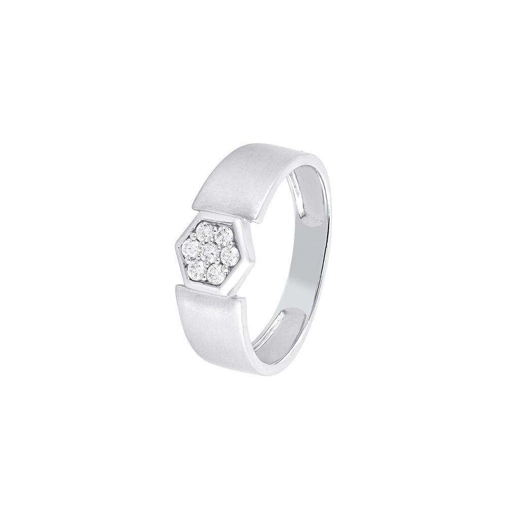 Charming Geometric Diamond and Platinum Men's Finger Band - 950Pt Platinum - GEMHUB