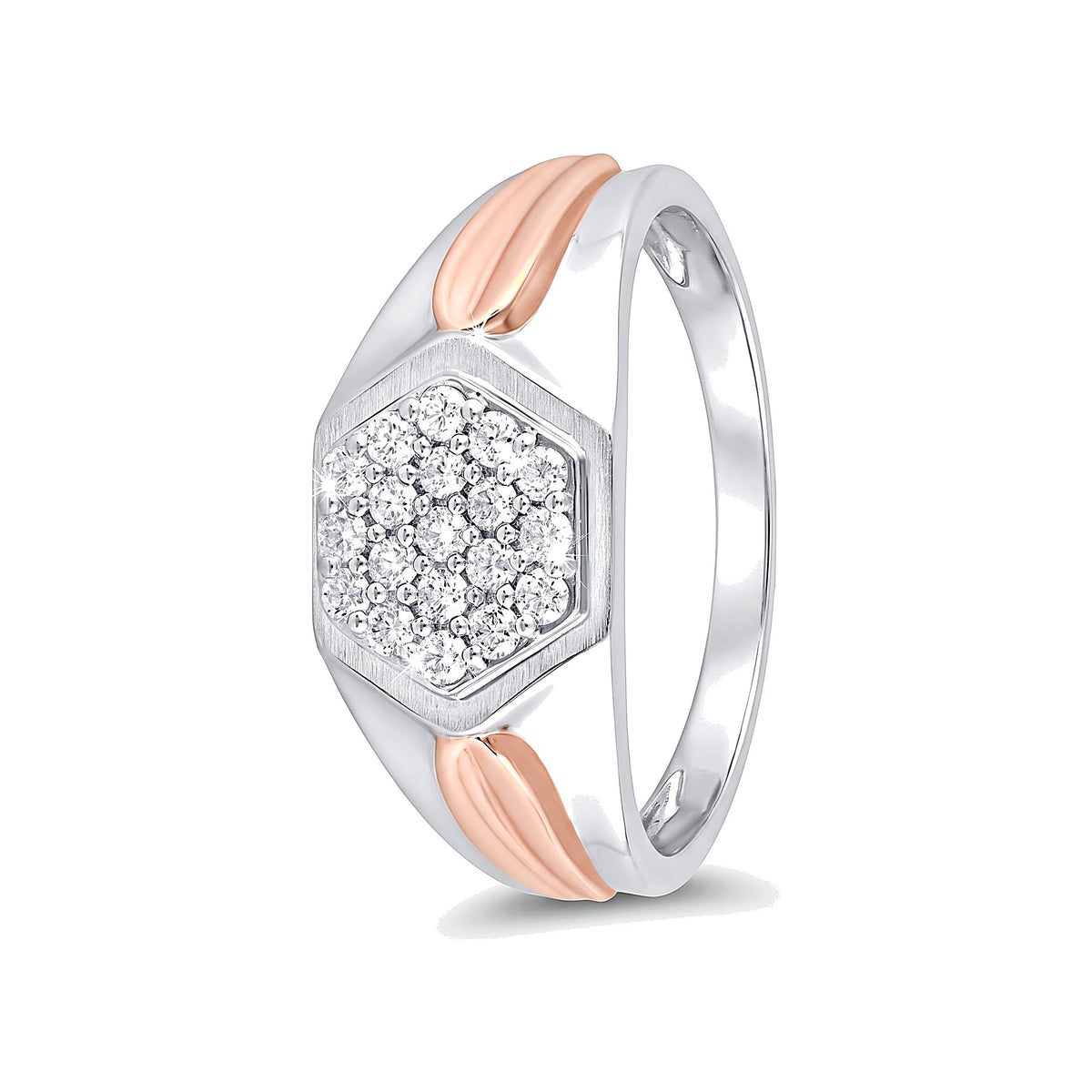 Geometric Design Platinum and Diamond Men's Finger Ring - 950Pt Platinum - GEMHUB