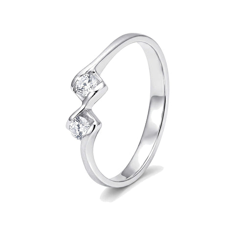 Dazzling 2-diamond and Platinum Finger Ring - 950Pt Platinum - GEMHUB