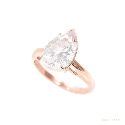 RARE 10.50 ct DEW Off White Treated Moissanite Solitaire Ring in Gift 18K Gold Plated V 18K Gold Plated – white background main image