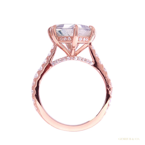 RARE 5.80 ct DEW Off White Treated Round Cut Moissanite Ring in Cert 18K Gold Plated Ve 18K Gold Plated – white background main image