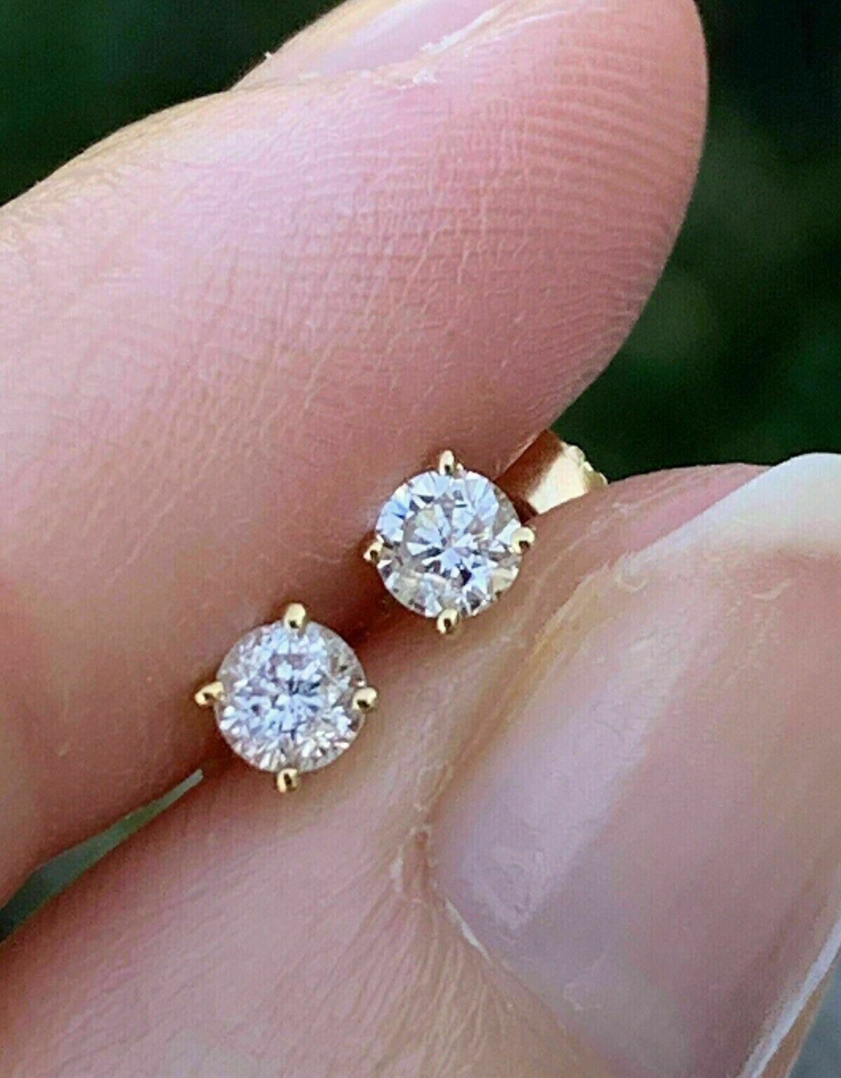 0.50Ct Natural Diamond Stud Daily Wear Earring 14K Yellow Gold Screw JK/I1-I2 - GEMHUB