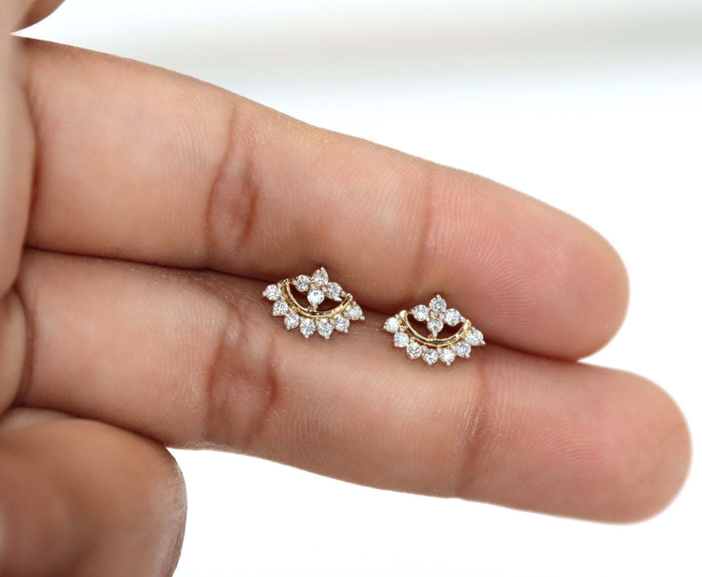 Fancy Women's proposal Gift Stud Natural Diamond Earrings 14k Gold GH SI Round - Image 8 - GEMHUB