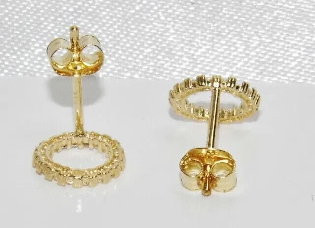 14k Yellow Gold Open Circle Round Natural Diamond Stud Women's Earrings For Home - Image 2 - GEMHUB