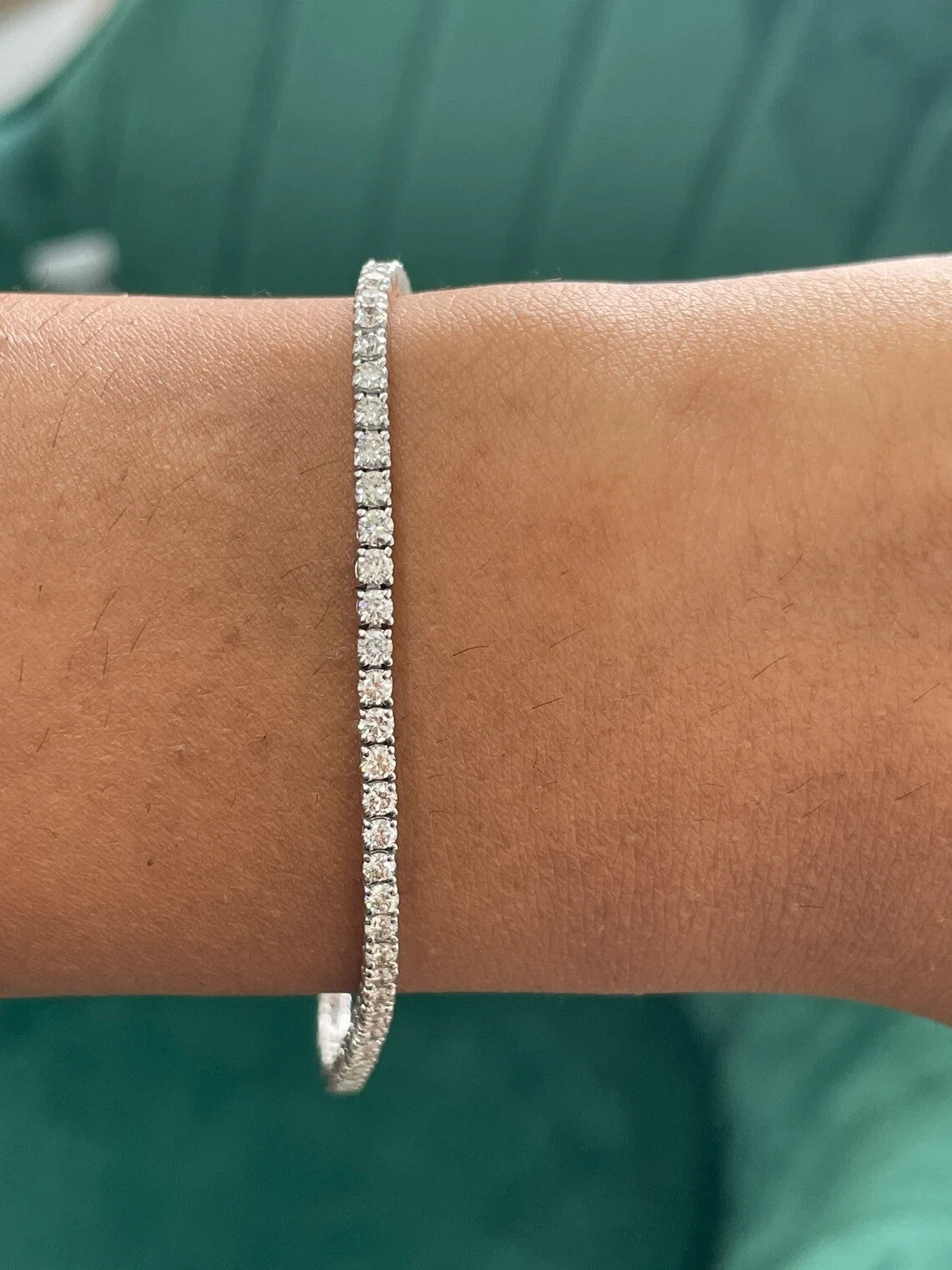Certified 3.25Ct Lab-Grown/CVD Diamond Tennis Bracelet Women's 18k White Gold - Image 2 - GEMHUB