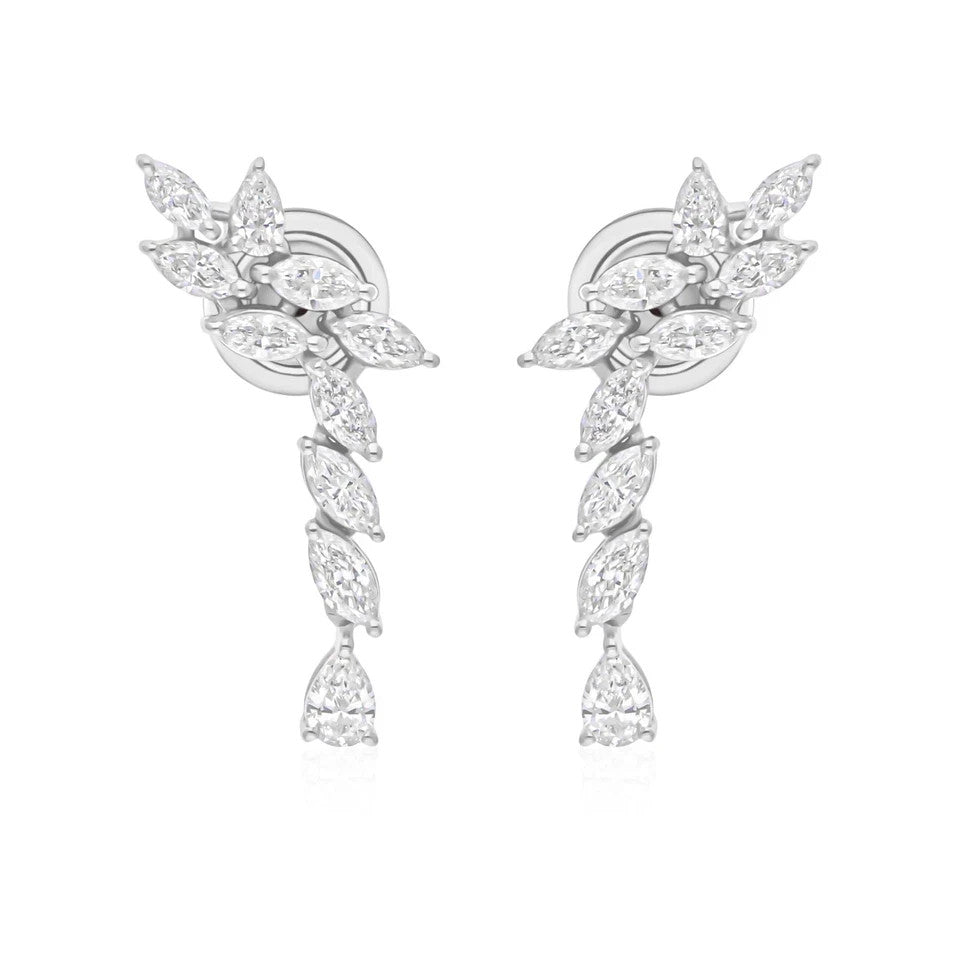 Marquise Cut Natural Certified Diamond Drop Dangel Earrings In 14k White Gold - Image 3 - GEMHUB