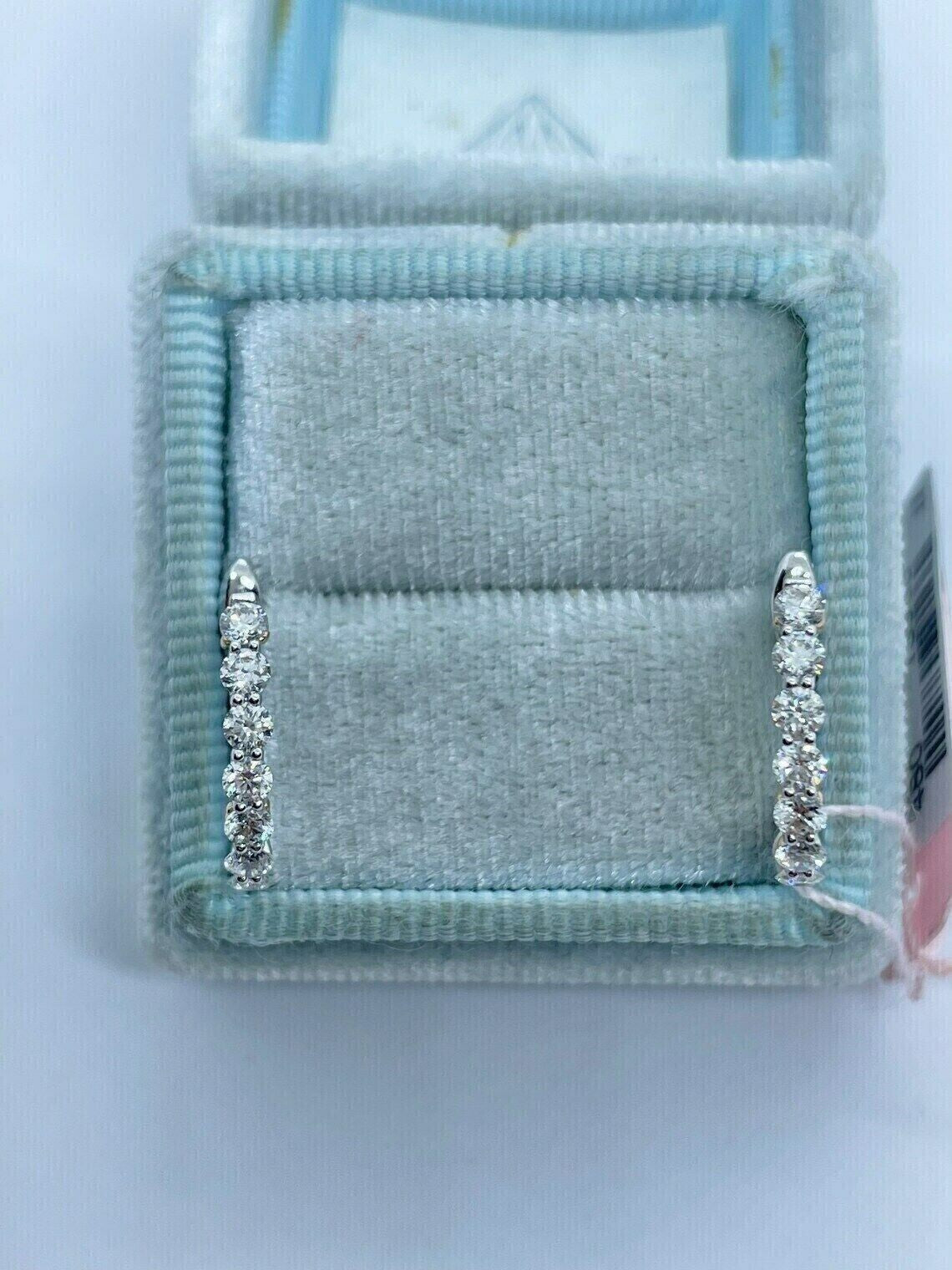 1.00Ct Round Natural GH/SI Diamond Huggie Hoop Women's Earrings 14k White Gold - Image 2 - GEMHUB