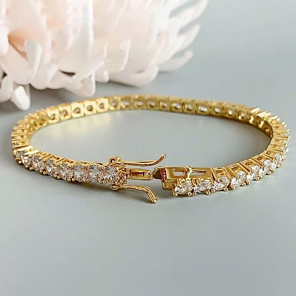 GDGL Certified 14k Yellow Gold 2.00CT Round Cut Natural Diamond Tennis Bracelet - Image 2 - GEMHUB