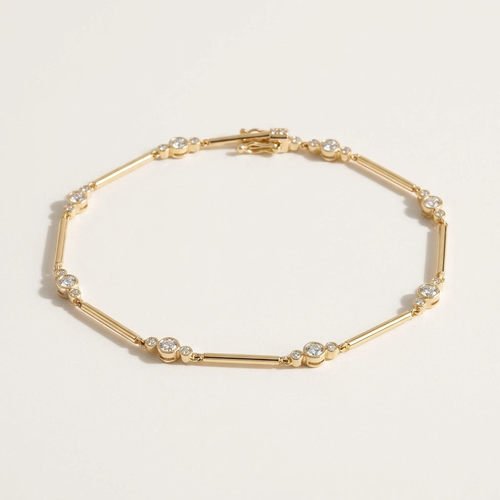 2Ct Round Cut Natural Diamond GH/SI Tennis Women's Bracelet 14k Yellow Gold