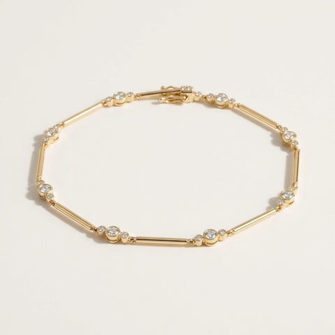 2Ct Round Cut Natural Diamond GH/SI Tennis Women's Bracelet 14k Yellow Gold