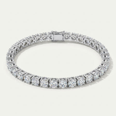 Sparkling 7Ct Certified Natural Diamond Tennis Bracelet 14Kt White Gold Round