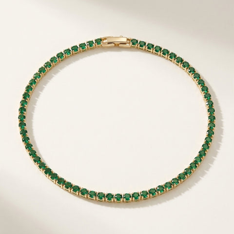 UGL Certified Natural Green Emerald Round Tennis Bracelet Daily Wear 14k Gold