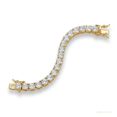 GH/VS Certified 4.99Ct Round Natural Diamond Tennis Bracelet 14k Yellow Gold – white background main image