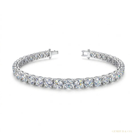 5CT Round Cut Natural Diamond Engagement Gift For Tennis Bracelet 14k White Gold – white background main image