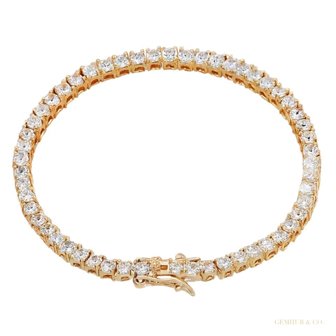Certified 6.50Ct GH/VS Natural Diamond Tennis Bracelet For Her 14Kt Yellow Gold – white background main image