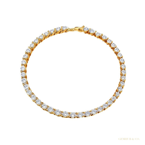 Certified GH/SI 6.20Ct Natural Diamond 14Kt Yellow Gold Tennis Bracelet Fro Her – white background main image