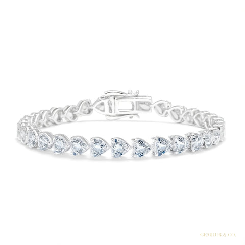 Certified Natural Green Emerald Round Tennis Bracelet Daily Wear 14k White Gold – white background main image