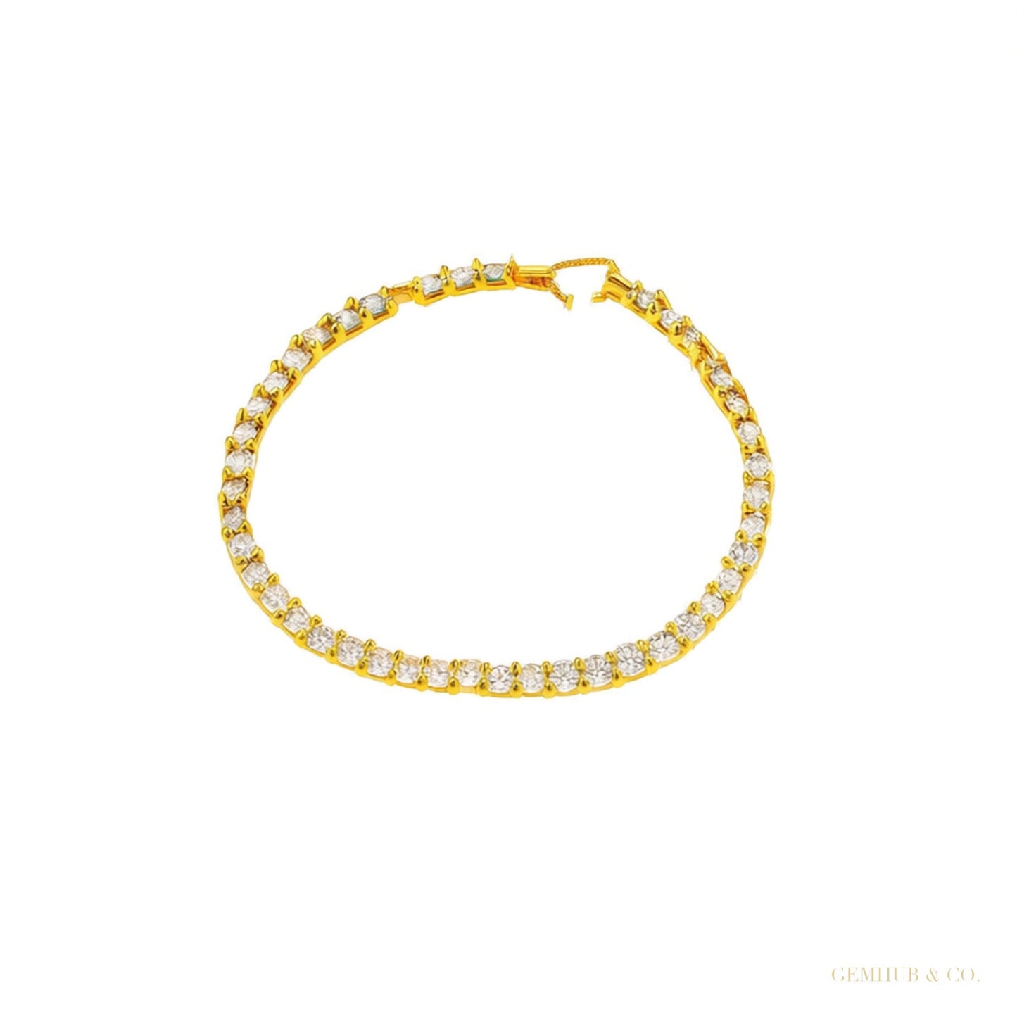 Sparkling Natural GH/VS Diamond 14k Gold 3Ct Round Cut Women's Tennis Bracelet – white background main image