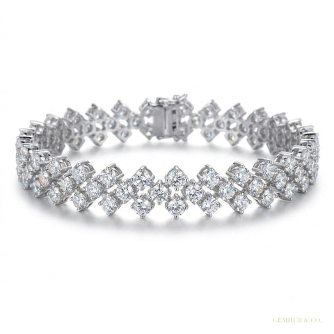 Solid 14K White Gold Round-Cut Certified Natural Diamond Tennis Bracelet Gift – white background main image