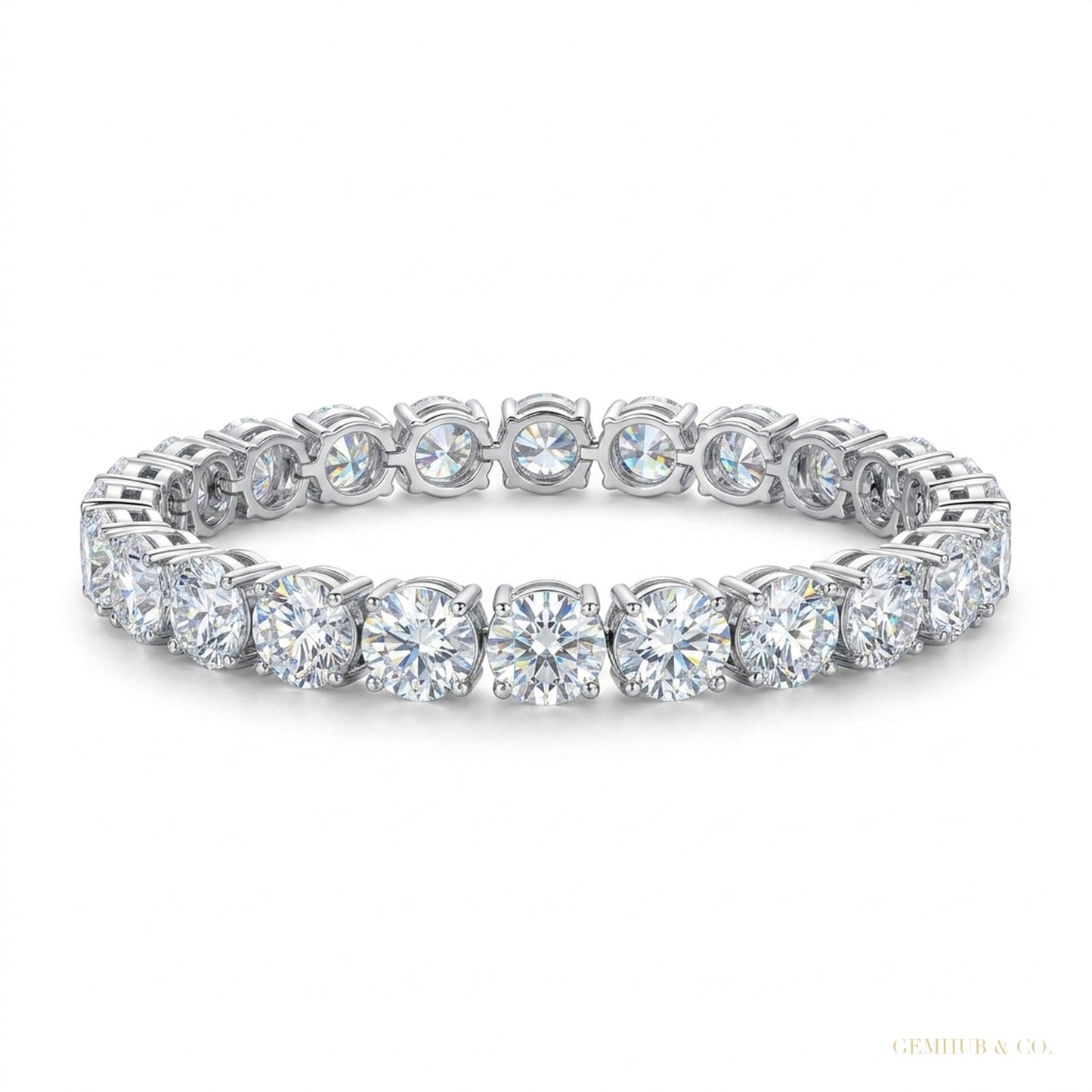 9.50Ct Round Certified Natural Diamond Tennis Bracelet 14k White Gold GIA Passed – white background main image