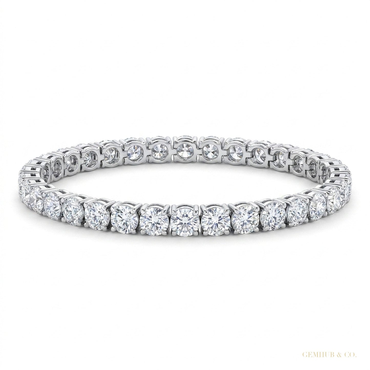 5Ct Round Cut GH/VS Natural Diamond Tennis Bracelet Birthday Gift 14k White Gold – white background main image