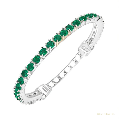 HUGE Emerald Cut Lab-Grown Diamond Dedicated Tennis Bracelet 14K White Gold – white background main image