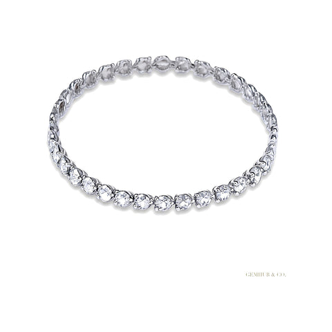 Certified Lab-Grown Diamond Birthday Propose Gift Tennis Bracelet 14k White Gold – white background main image