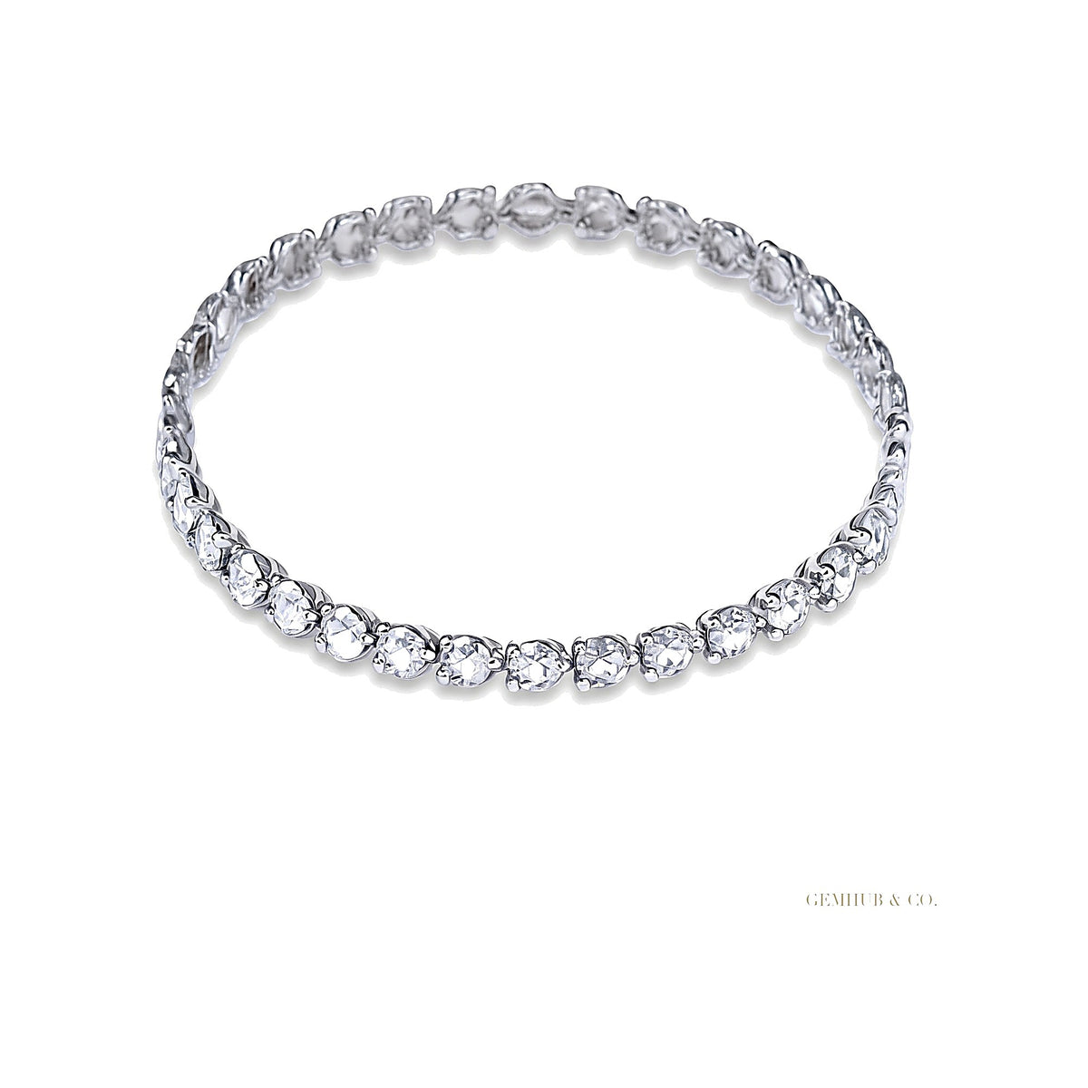 Certified Lab-Grown Diamond Birthday Propose Gift Tennis Bracelet 14k White Gold – white background main image