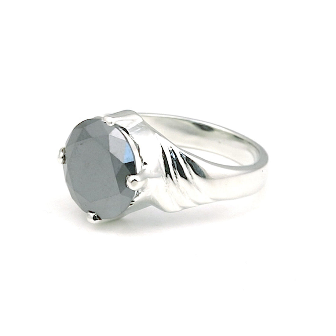 Certified moissanite round ring, 925 sterling silver - GemHub India