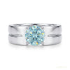1.50 ct DEW Blue Moissanite Solitaire Ring in Certified Gem 18K Gold Plated – white background main image