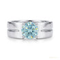 1.50 ct DEW Blue Moissanite Solitaire Ring in Certified Gem 18K Gold Plated