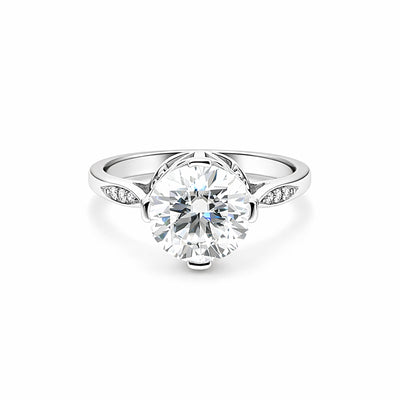 6.70ct DEW White Moissanite Round Solitaire Ring | 18K Gold Vermeil | GRA Certified