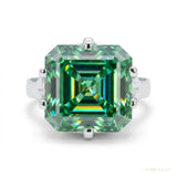 10.10 ct DEW Certified Blue Moissanite Asscher Cut Solitaire Ring Ring 18K Gold Plated – white background main image