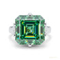 10.10 ct DEW Certified Blue Moissanite Asscher Cut Solitaire Ring Ring 18K Gold Plated 18K Gold Plated