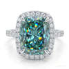 10.10 ct DEW Cushion Cut Blue Moissanite Solitaire Ring Wedding Gift 18K Gold Plated Ve 18K Gold Plated – white background main image