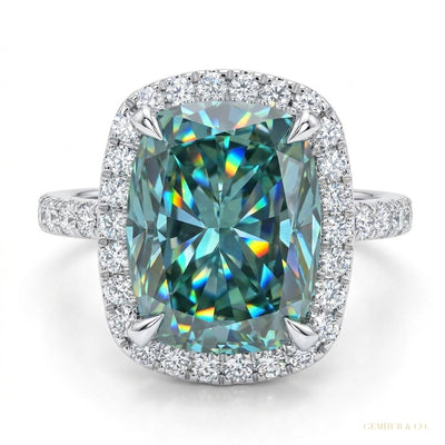 10.10 ct DEW Cushion Cut Blue Moissanite Solitaire Ring Wedding Gift 18K Gold Plated Ve 18K Gold Plated